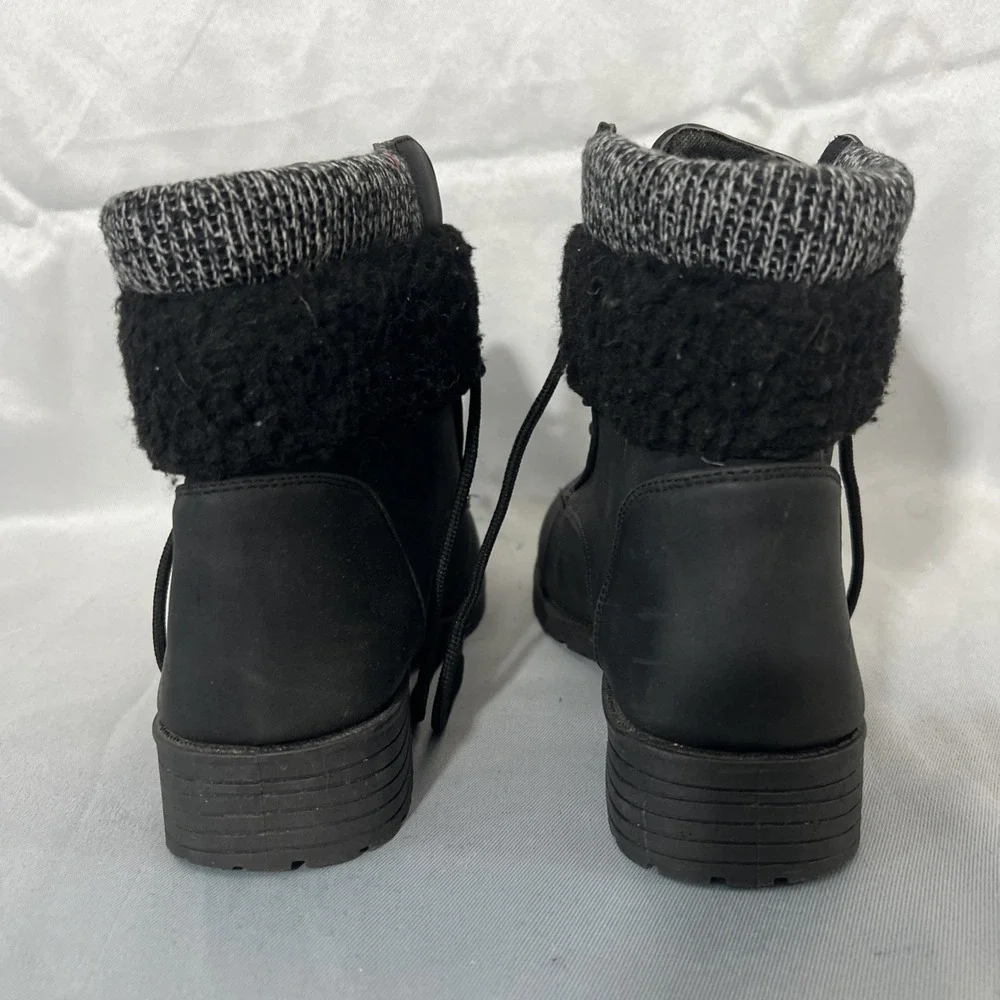 CHARLES ALBERT LADIES BLACK CREW ANKLE SUEDE CUFF  BOOTS SIZE 8 MEDIUM‎